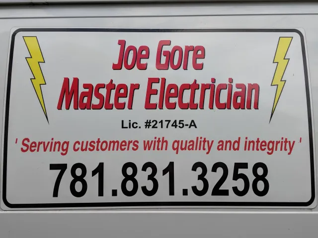 Company van signage: Joe Gore Master Electrician, Lic. #21745-A