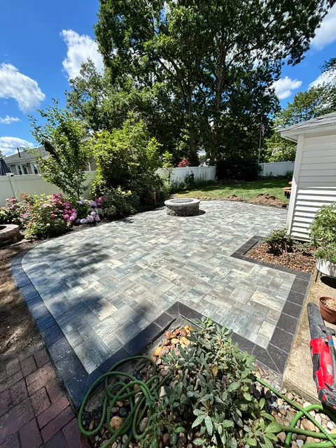 Father & Son Construction mason building stone steps in Weymouth, MA