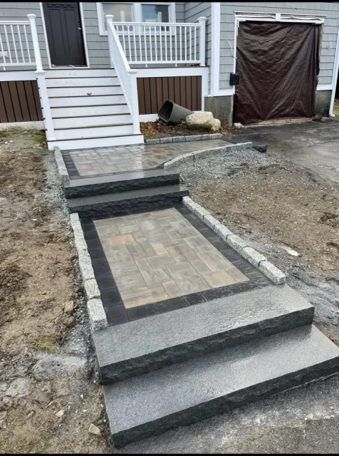 front entry paver steps and walkway hardscape