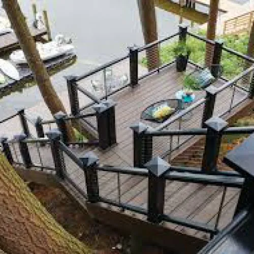 Deck leading down to lakeside