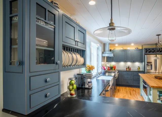 Custom Blue and Green Two Tone Cabinetry from Candlelight Cabinetry