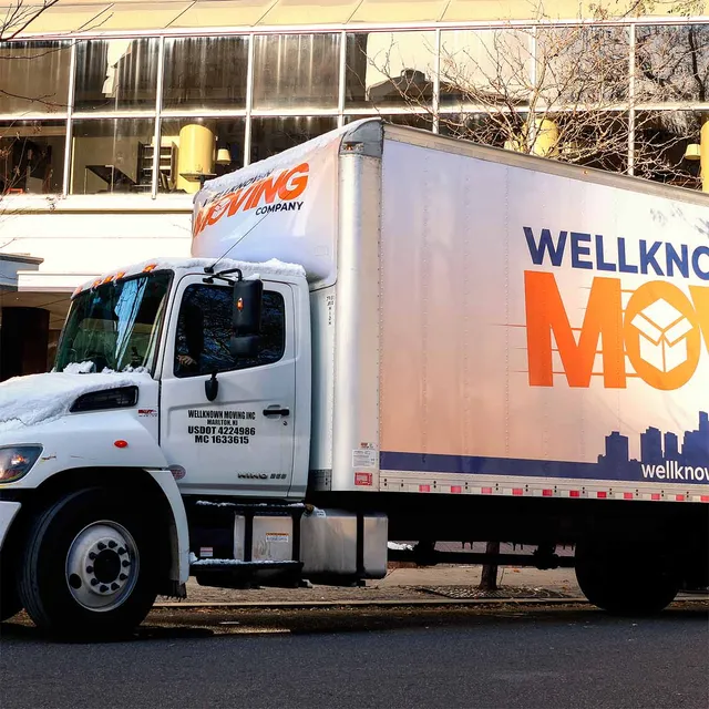 Moving truck parked