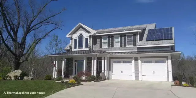 A completed ThermaSteel net-zero home