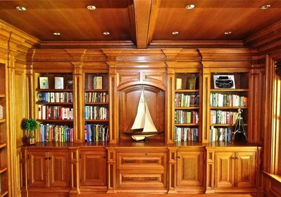 Image of custom wood built-in cabinets and bookshelves by TR Design-Build