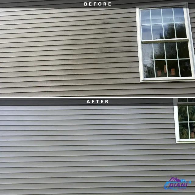 Before and after house washing in Nottingham, NH