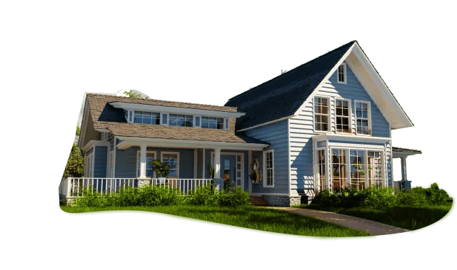 Blue painted house