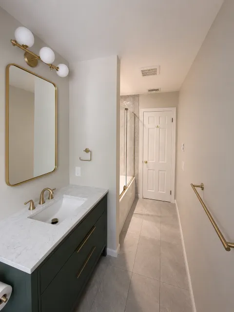 Soft Gray Hall Bath | Danbury, CT
