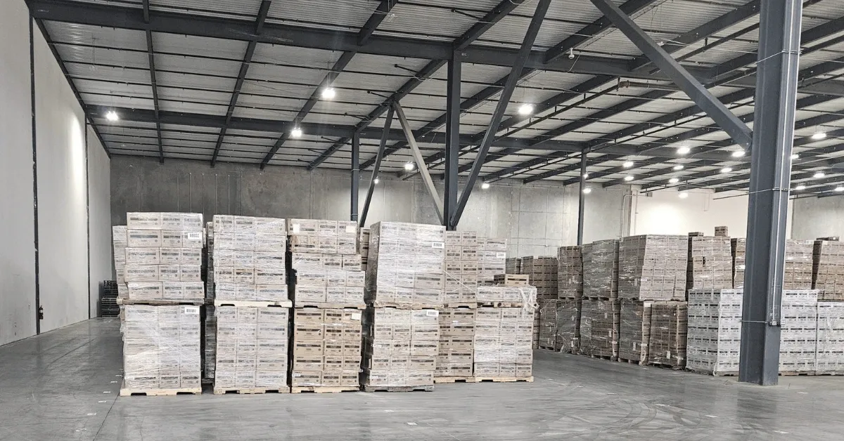 Pile of boxes inside a warehouse