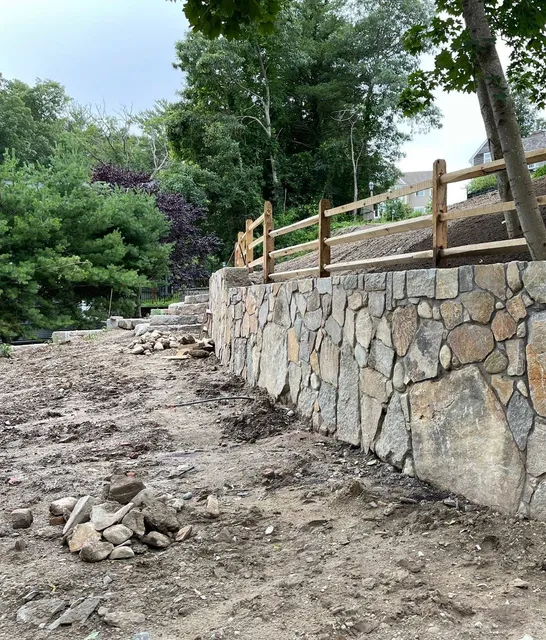 Natural fieldstone retaining wall, Massachusetts