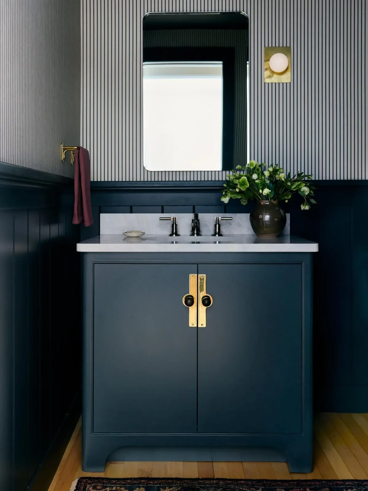 This little vanity was a fav from this project. Love having some fun when it comes to powder rooms #thayerdesignstudio