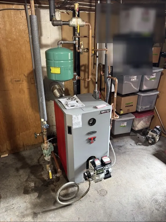 Mechanical room after the old boiler was removed