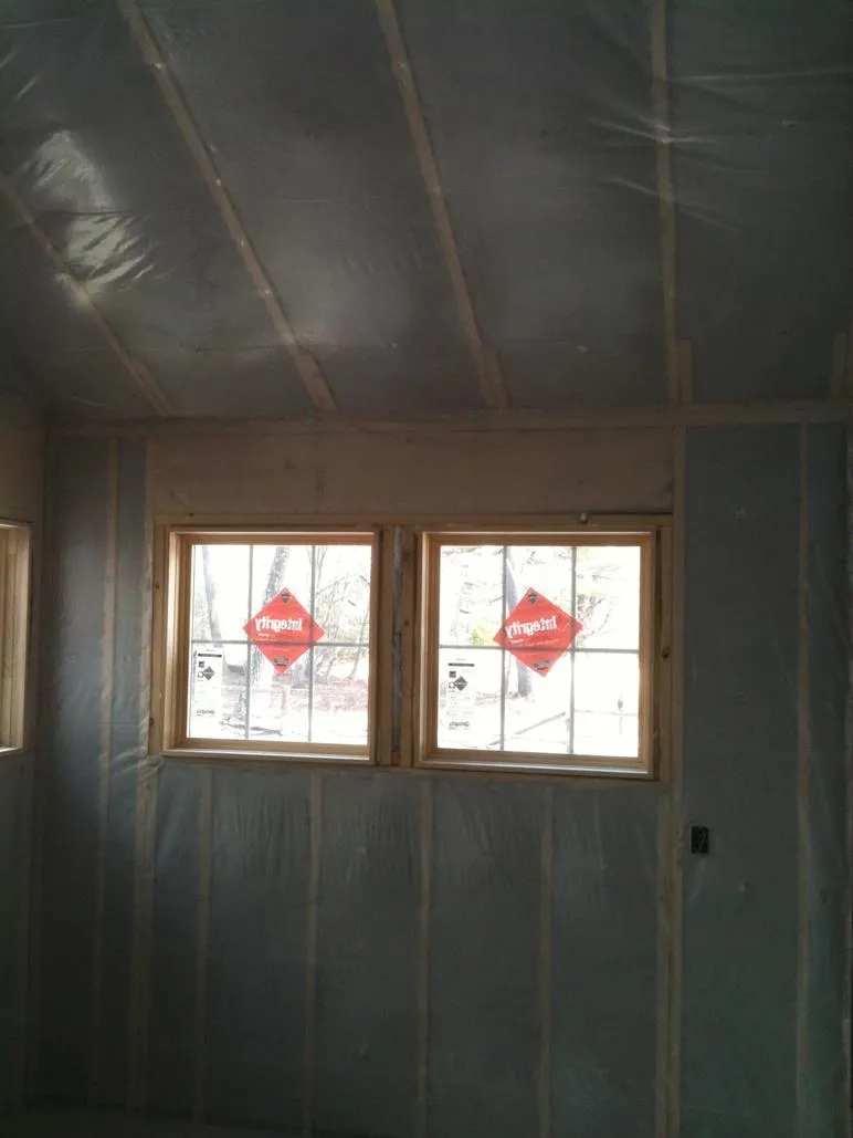 Completed insulation and vapor-barrier work on a Gauthier Insulation job