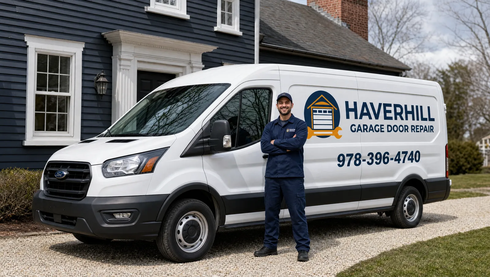Haverhill Garage Door Repair branded van and technician