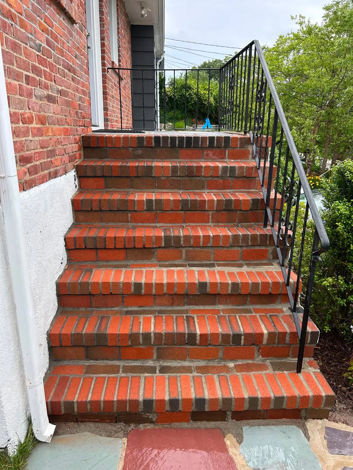 Restored brick steps after professional masonry repair