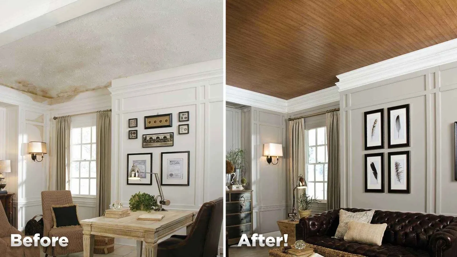Ceiling removal before after Burlington MA