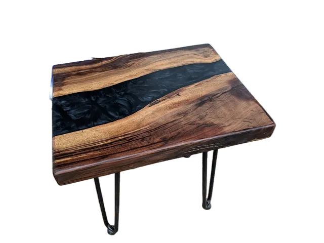 Walnut and resin side table