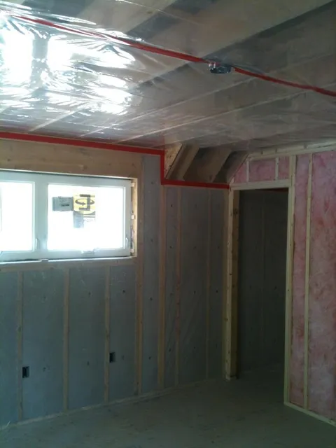 Completed insulation and vapor-barrier work on a Gauthier Insulation job