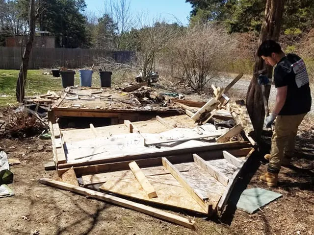Construction site removal, shed