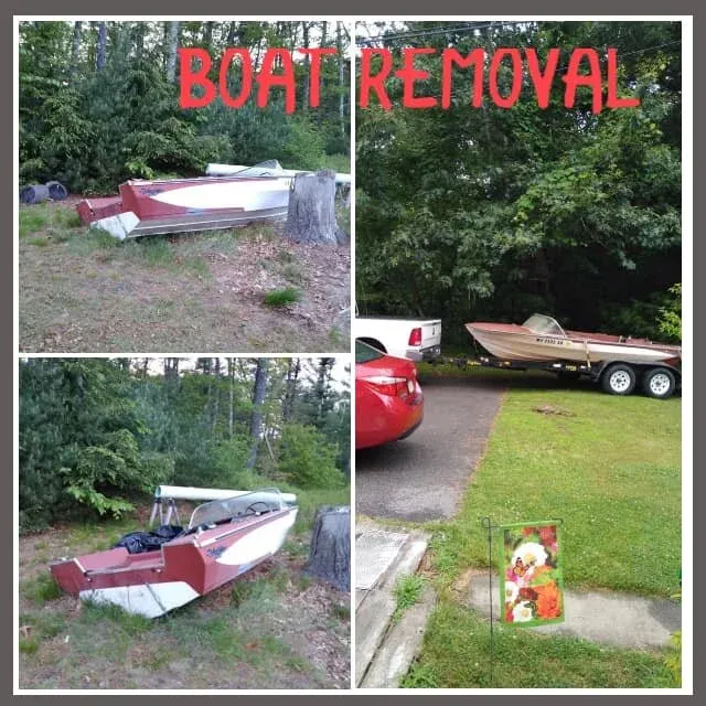 We usually junk cars, but in this case it was a boat removal job!