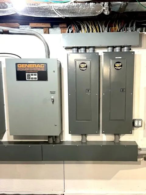 Electrical panels in a large building's basement