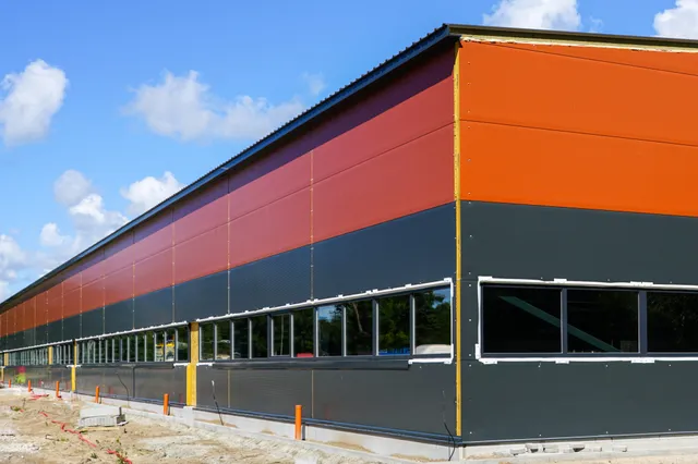 Metal frame building.