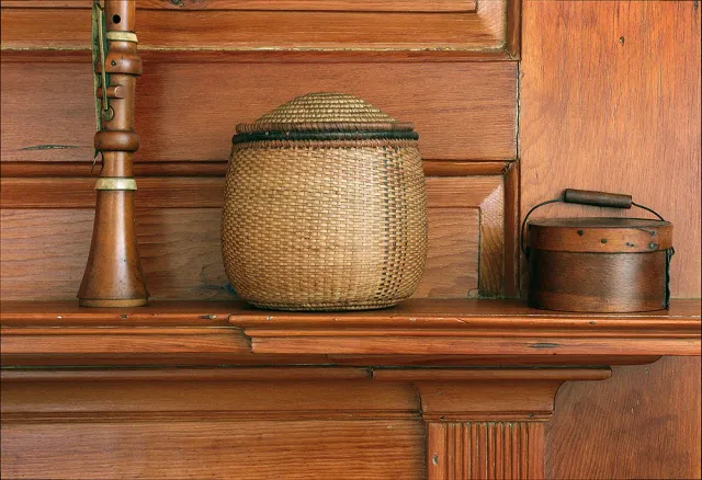 Restored historic mantel and paneling detail
