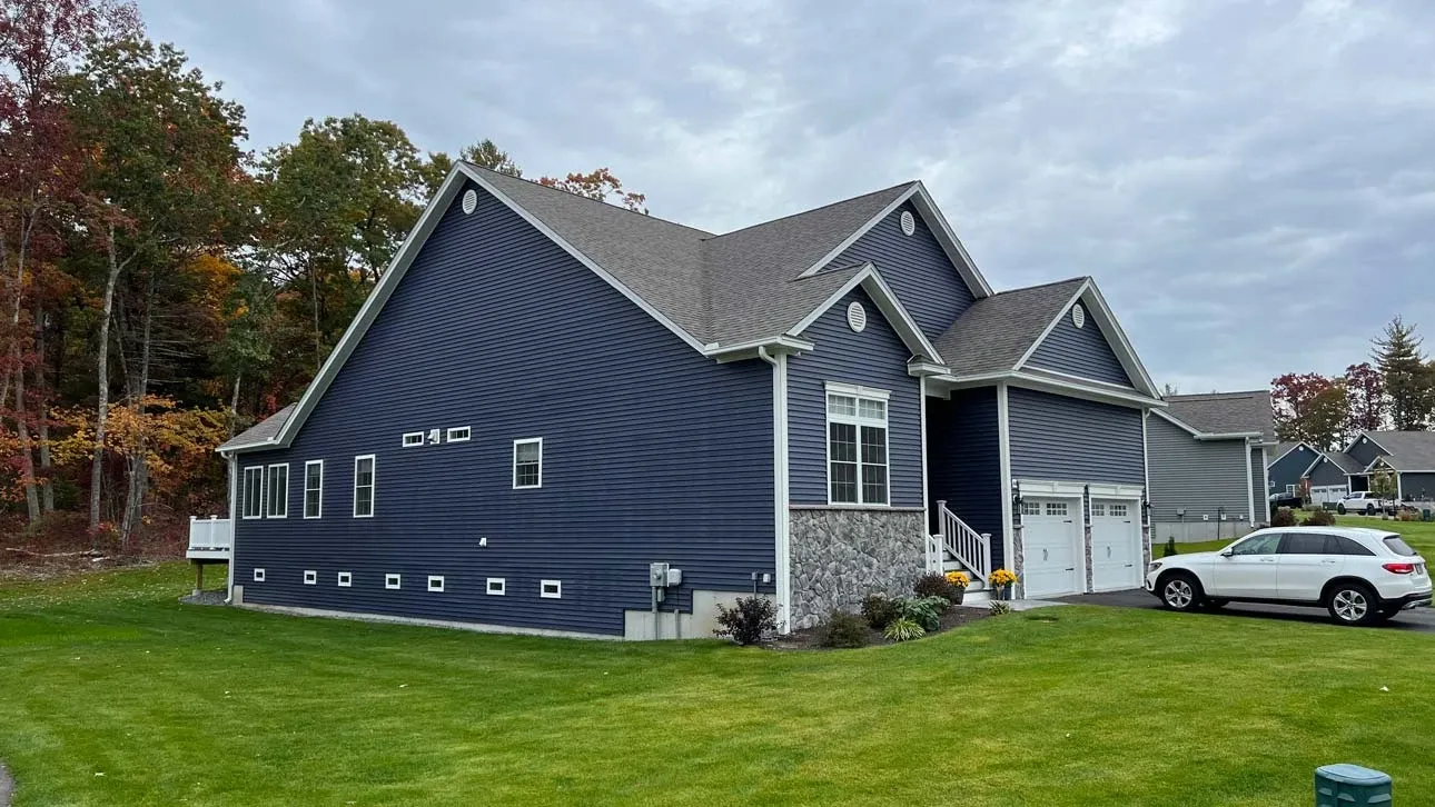 Dark blue house side view