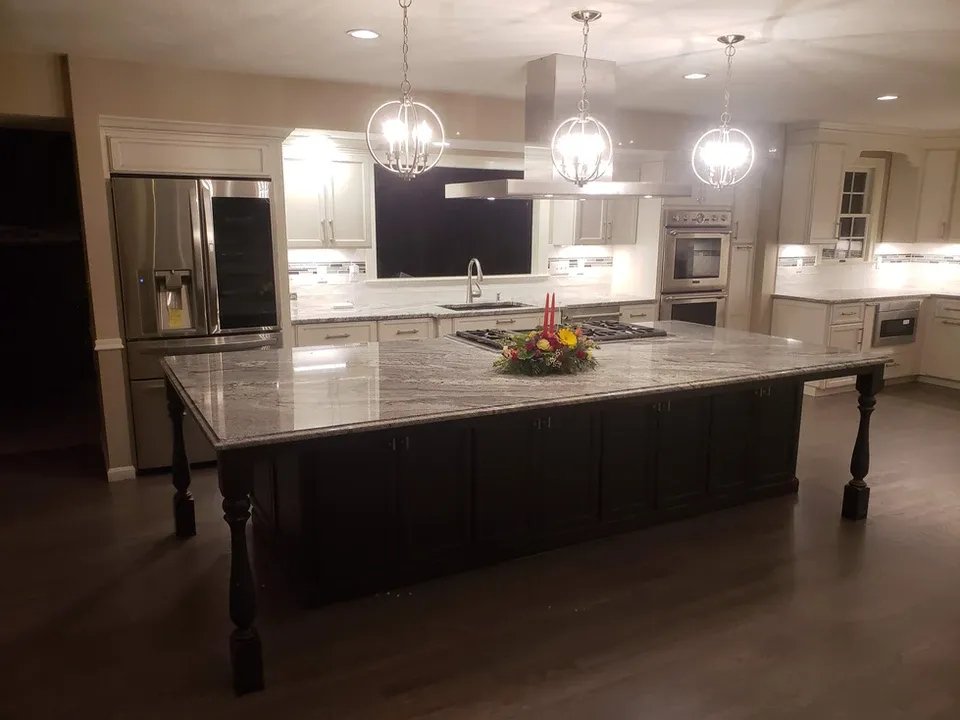 Spacious modern kitchen with large island and appliances