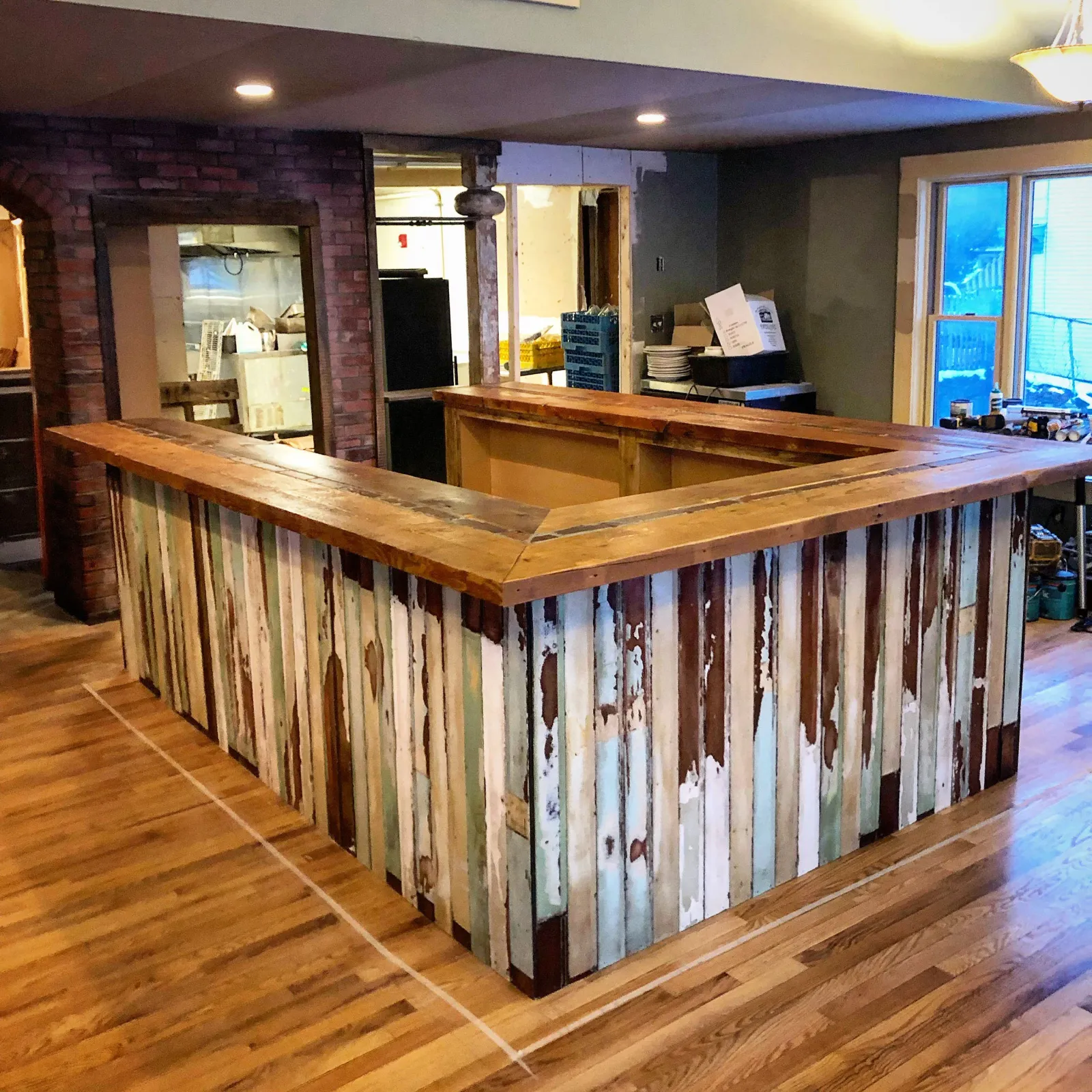 Custom Wood Bar w/ Stone In-Lay Side View