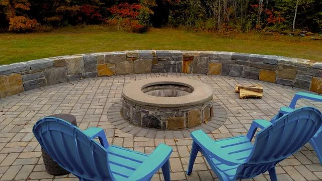 Granite Radius Wall and custom Fire-pit, Windham, Maine