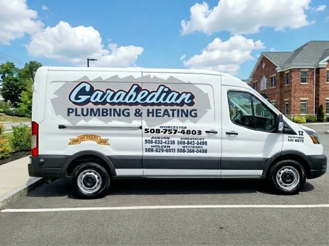 Garabedian Plumbing & Heating service van in Worcester, MA