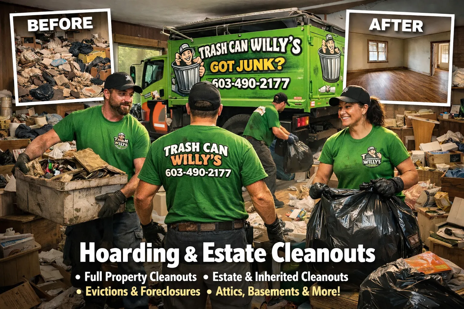 crew performing a hoarding house cleanout