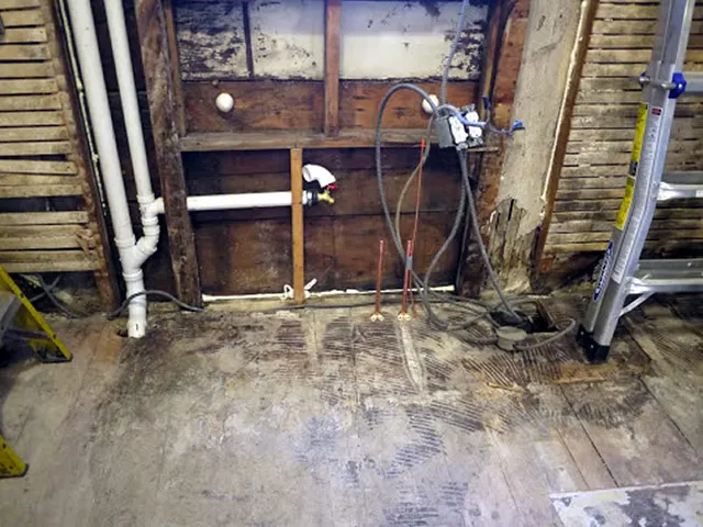 Bathroom rough-in with new supply and waste lines