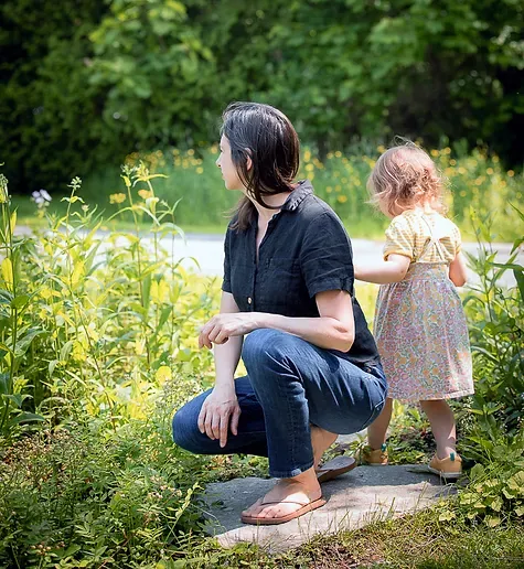 mother and daughter enjoy landscape design with native plants