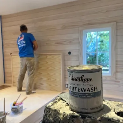 Smooth and leveled wall restoration before interior paint