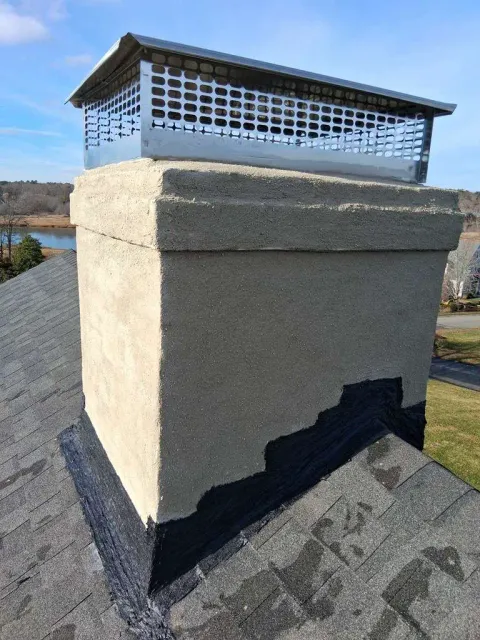 Parged crown and stainless chase cover — Chimney Goat, Boston MA