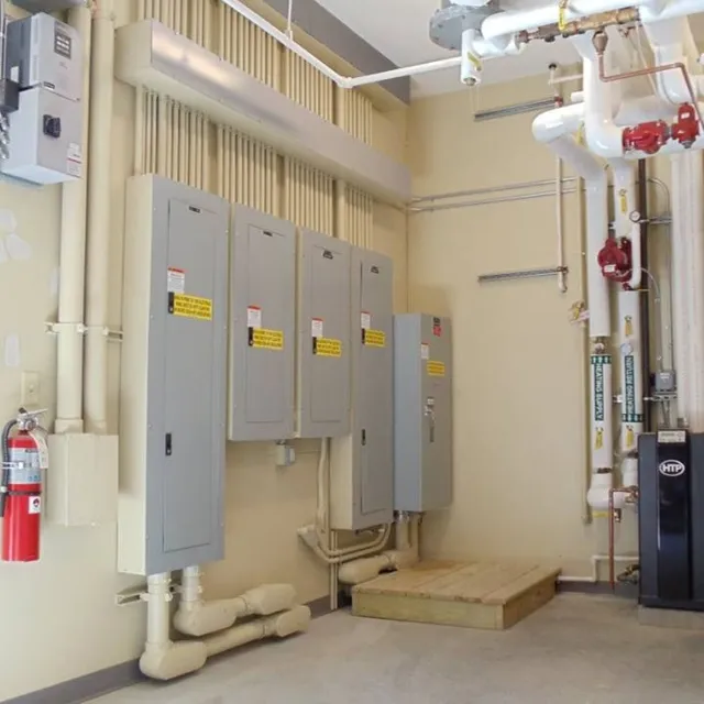 Commercial new construction electrical setup with panels and wiring by Preferred Electrical Services, LLC