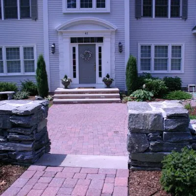 Stone Wall, Patio and Landscaping