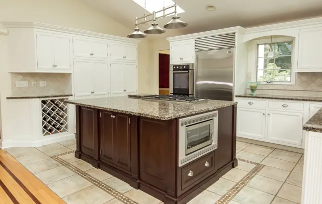 Traditional White Cabinets & Cherry Island - CT