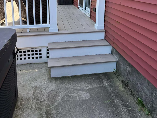 Stairs before pressure washing company came in Portland, Maine.