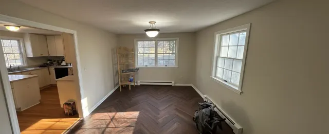 Same Windham basement after reconstruction with new drywall, trim and flooring
