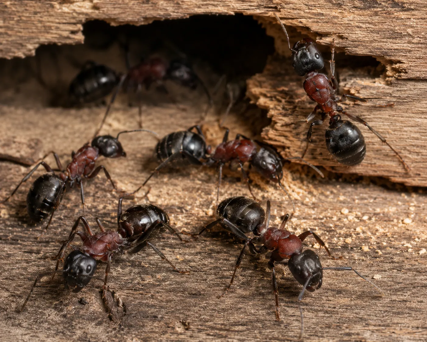 ants on wood