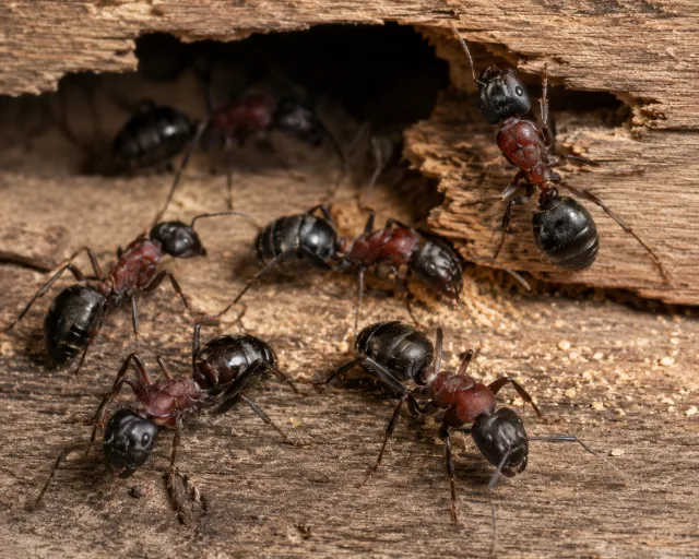 ants on wood