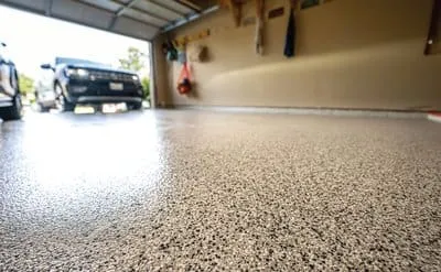 Epoxy garage floor color flake