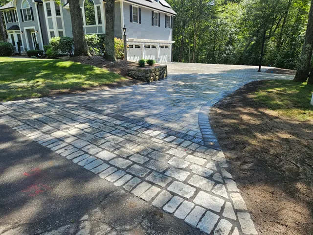 Custom stone patio built by Stiles and Sons in NH Seacoast