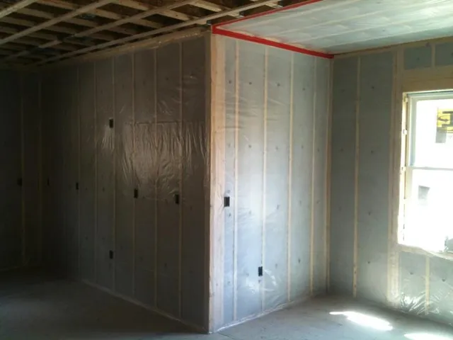 Completed insulation and vapor-barrier work on a Gauthier Insulation job